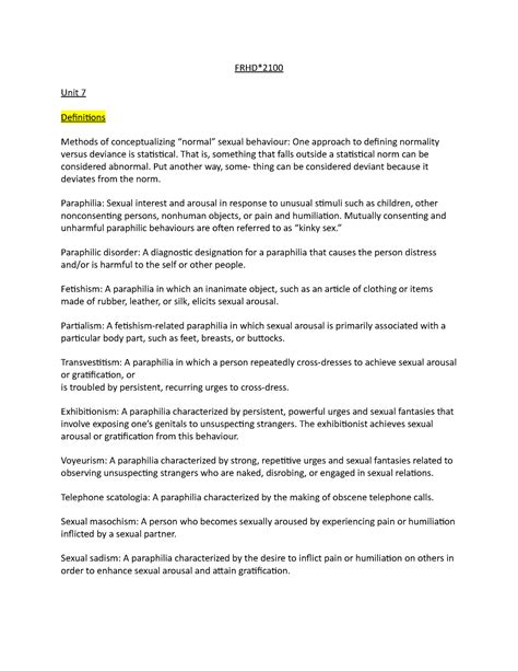 Unit 7 Summary FRHD 2100 Summer 2021 DE .